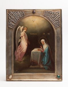 Russian Icon of Annunciation. Makers mark M.A.A. Moscow — image 1