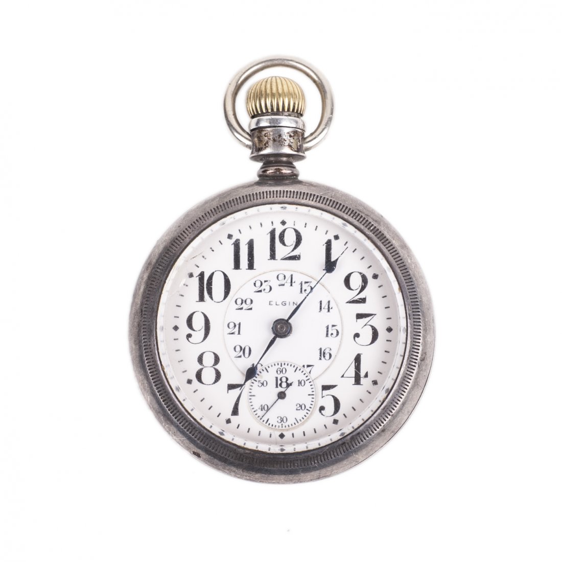 Silver pocket watch "Elgin" — image 1