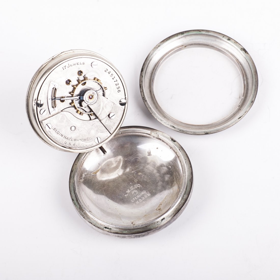 Silver pocket watch "Elgin" — image 4
