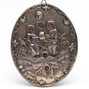 Russian oval Icon God Savaof. Makers mark MZ. Moscow. — image 1