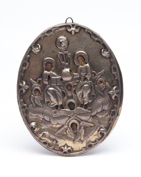 Russian oval Icon God Savaof. Makers mark MZ. Moscow. — image 1