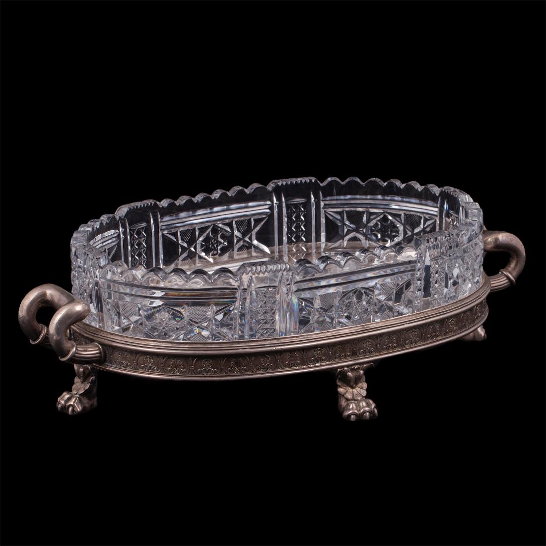 Faberge Neoclassical silver and cut-glass vase — image 1