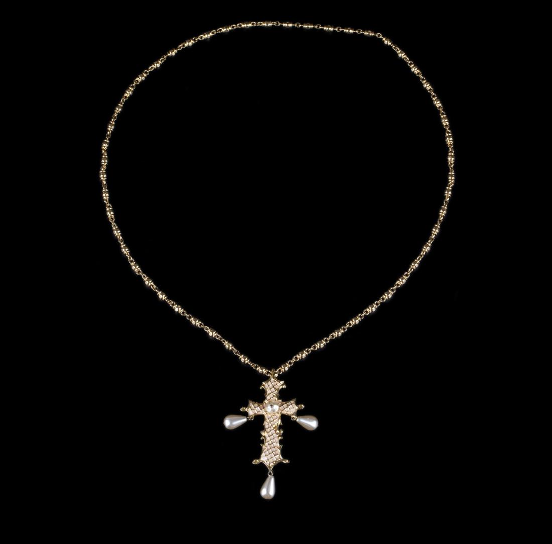 Christian Lacroix enamel and artificial pearl pendant — image 1