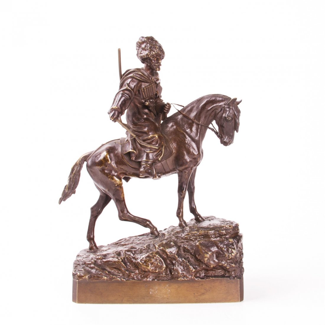 "Horseback Circassian with whip" bronze figure by — image 1