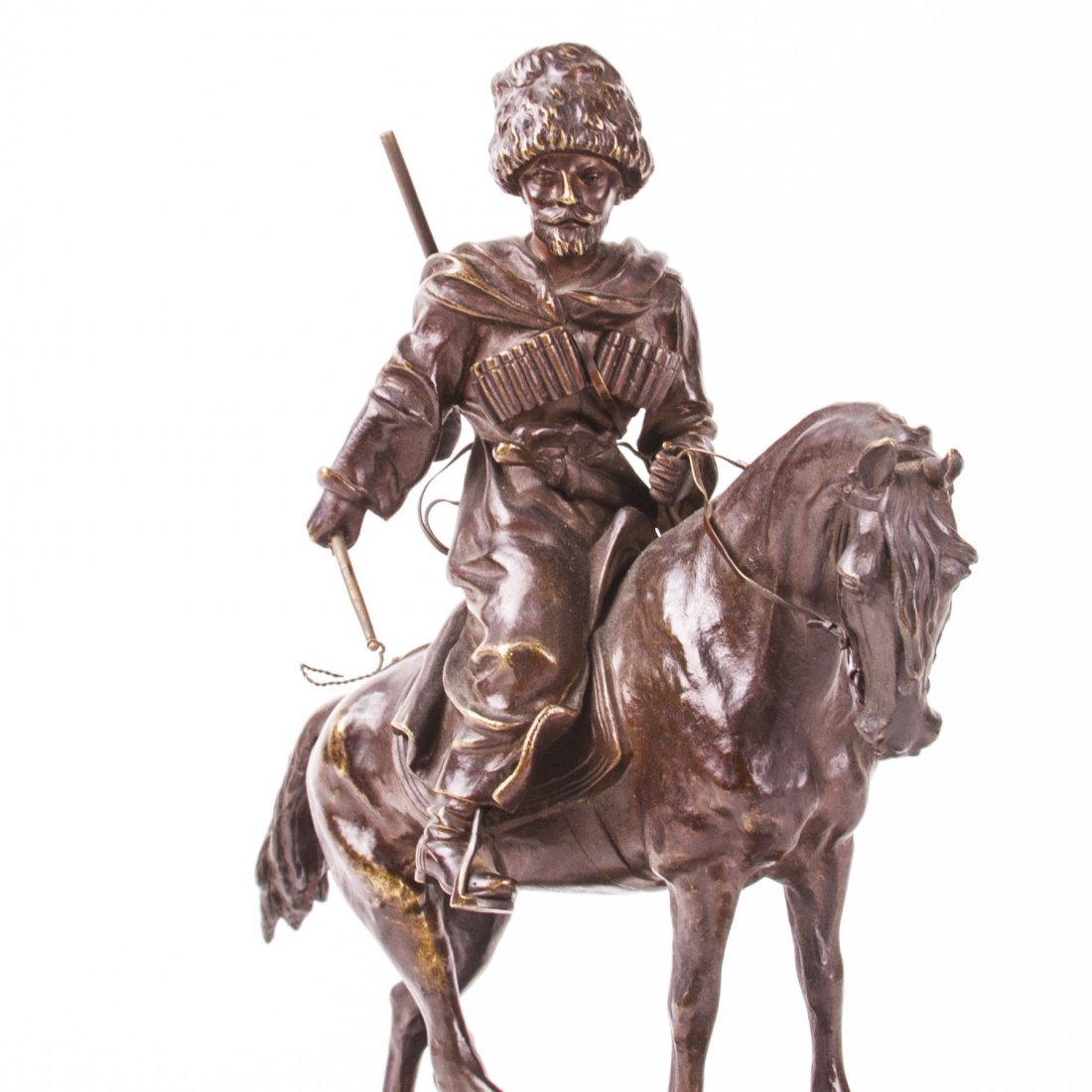 "Horseback Circassian with whip" bronze figure by — image 2