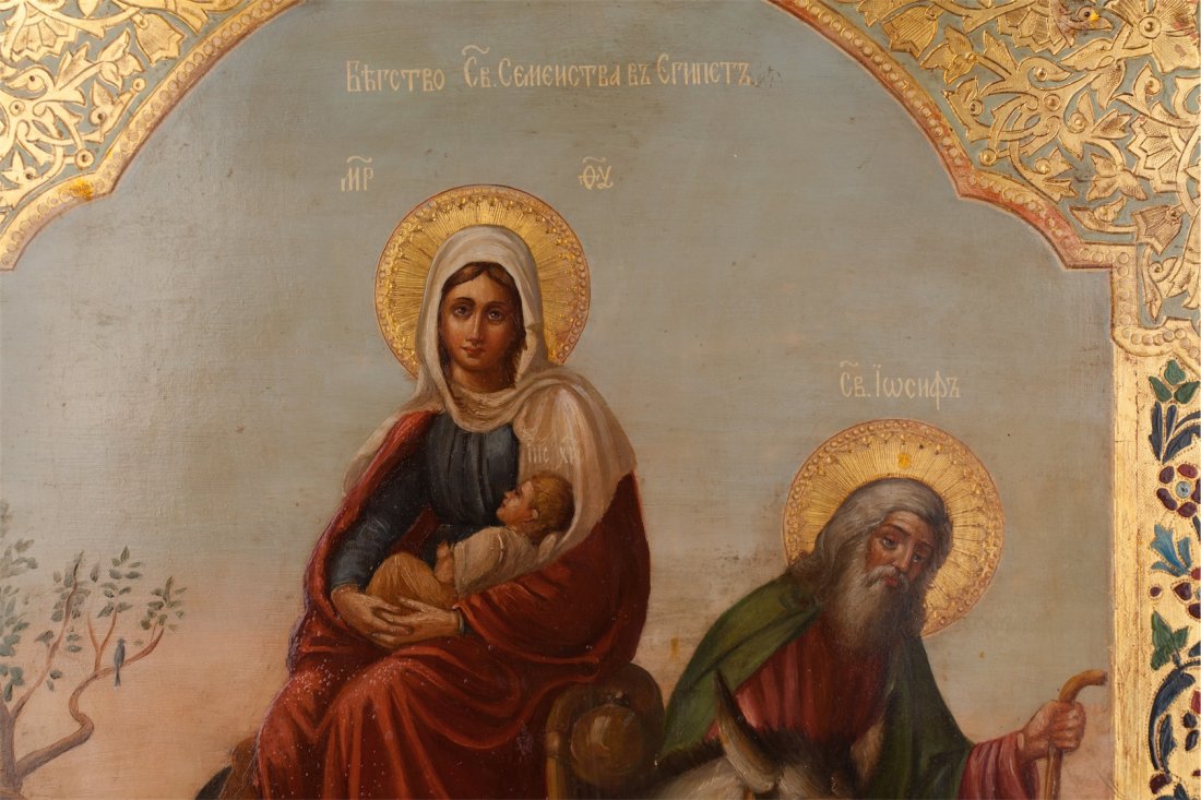 Russian icon of Saint family escape into Egypt. 19th — image 2