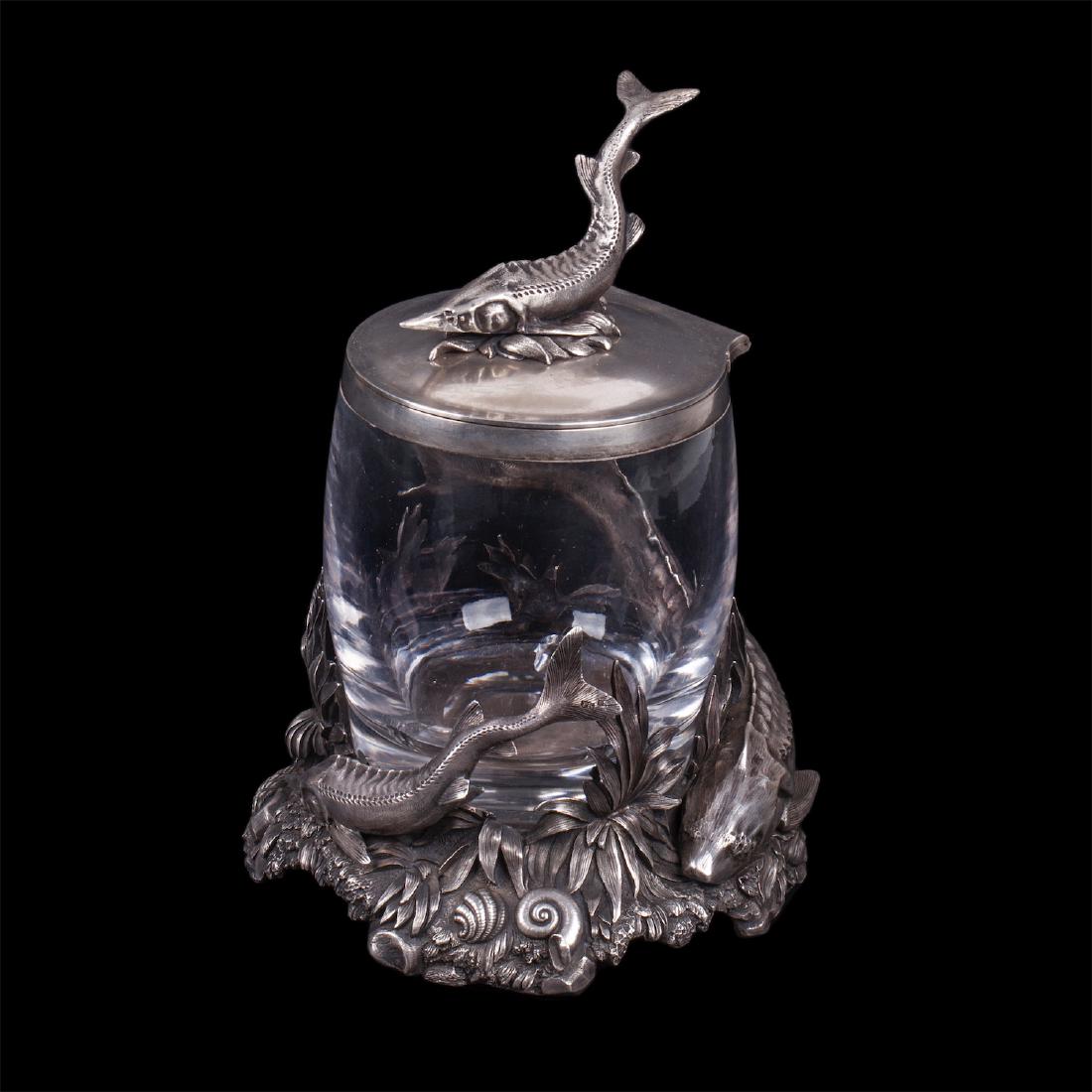 Russian silver and cut-glass caviar bowl — image 2