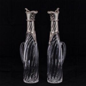 A pair of Faberge silver and cut-glass carafes — image 1