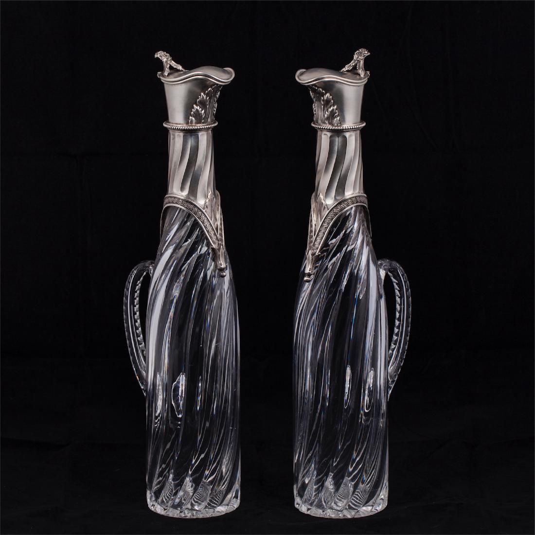 A pair of Faberge silver and cut-glass carafes — image 1