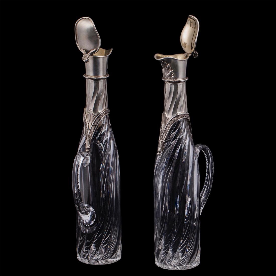 A pair of Faberge silver and cut-glass carafes — image 4