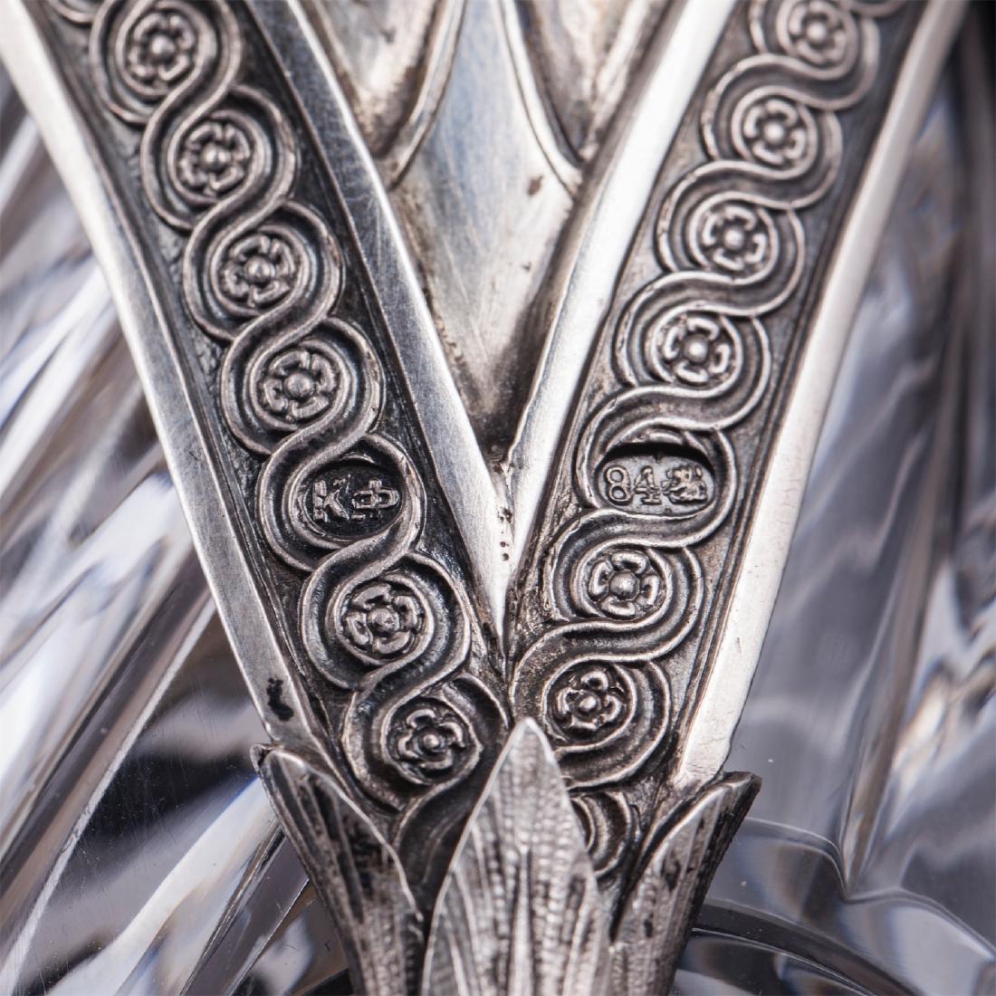 A pair of Faberge silver and cut-glass carafes — image 7