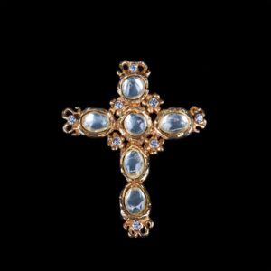 Christian Lacroix gilt cross shape pendant with glass — image 1