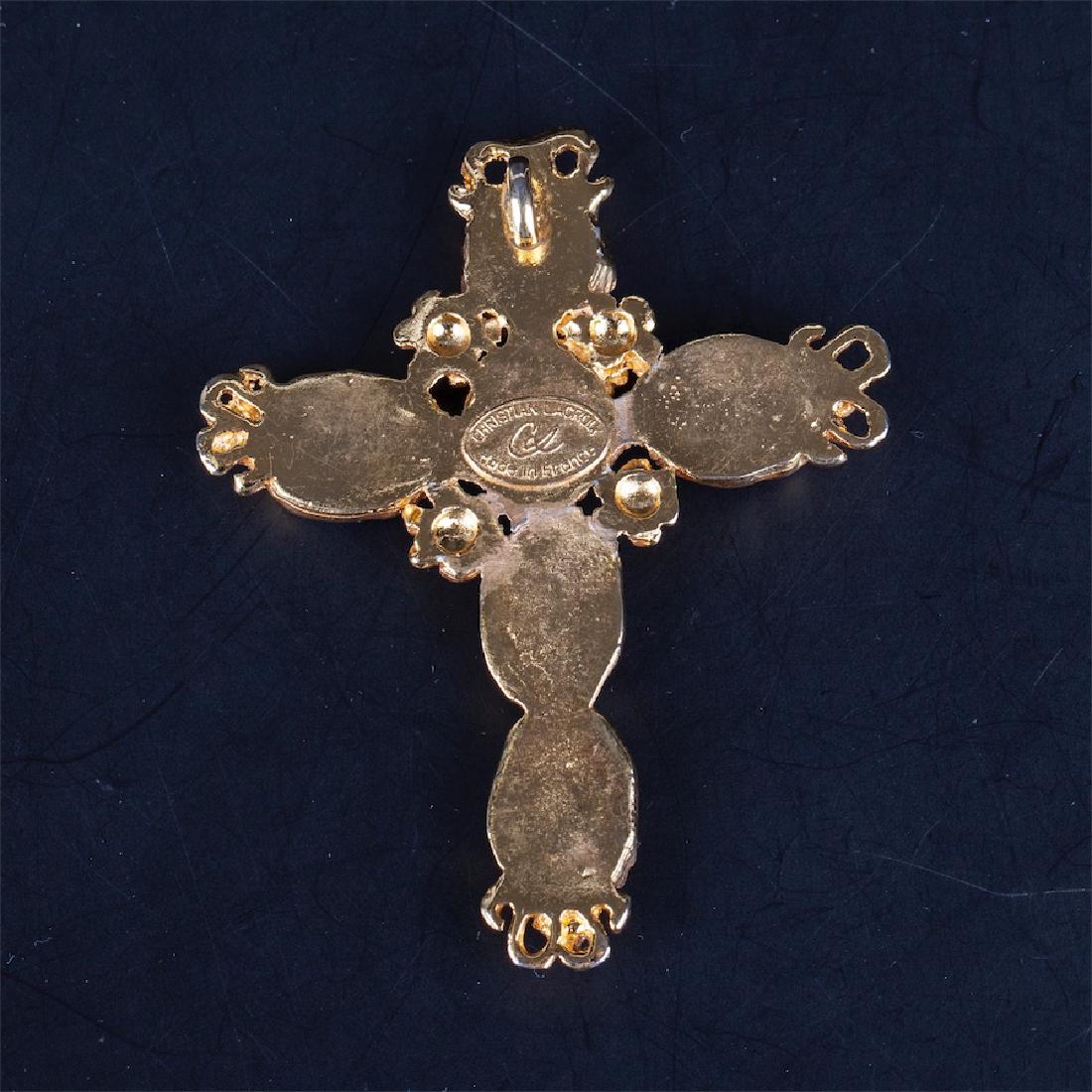 Christian Lacroix gilt cross shape pendant with glass — image 2