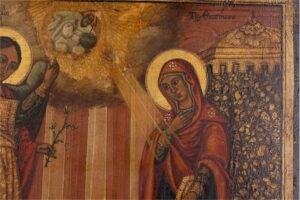 Greek icon of Annunciation with scenes. yr.1856. — image 3