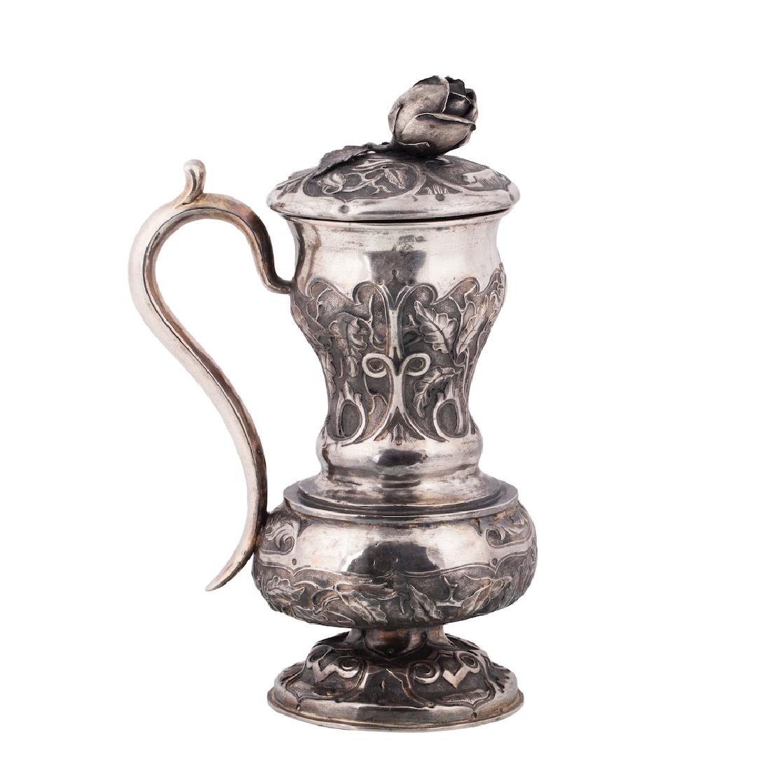 Russian Baroque cast silver-gilt lidded jug — image 1