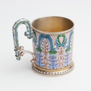 Russian enamel glass holder. Makers mark NZ. Moscow — image 2