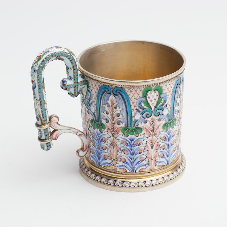 Russian enamel glass holder. Makers mark NZ. Moscow — image 2