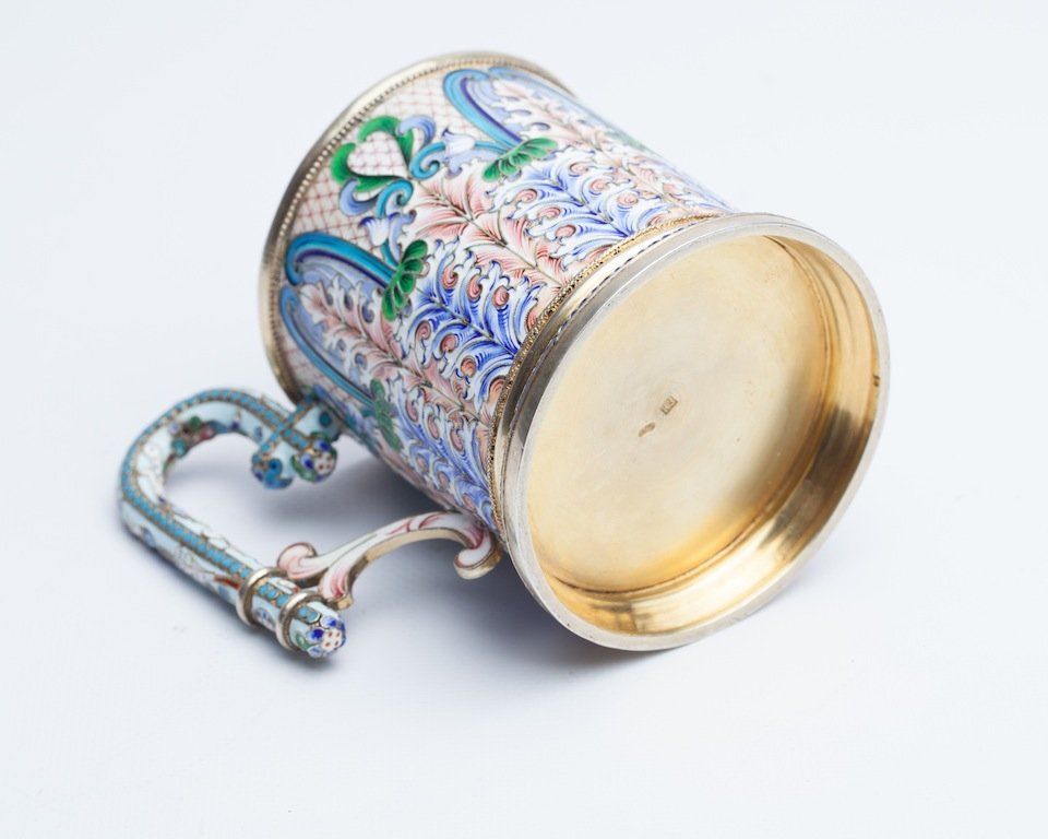 Russian enamel glass holder. Makers mark NZ. Moscow — image 4