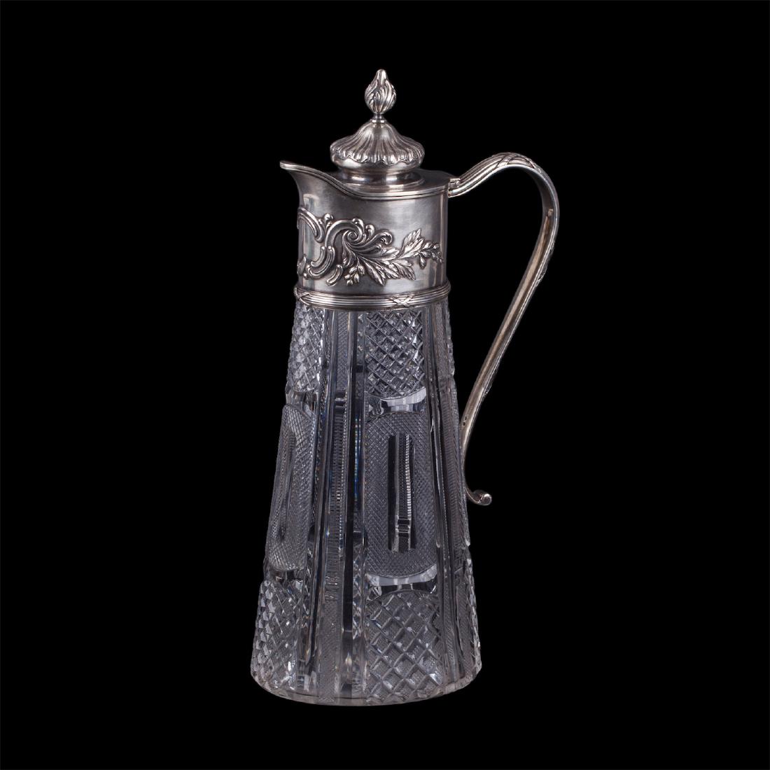 Russian Faberge silver and cut-glass carafe — image 1