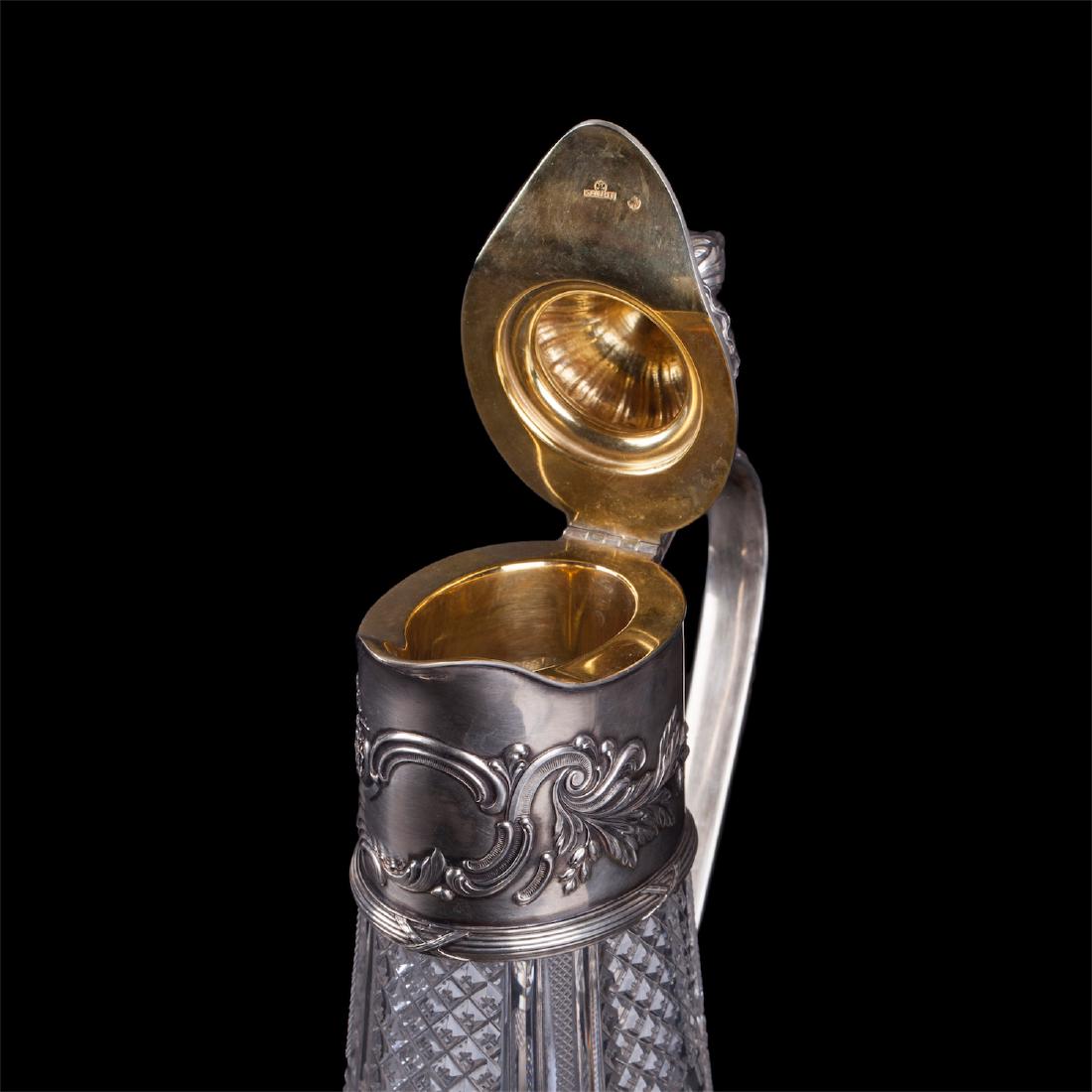 Russian Faberge silver and cut-glass carafe — image 4