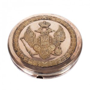 Russian silver-gilt seal box with double-headed eagle — image 1