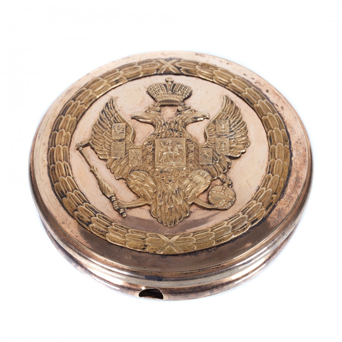 Russian silver-gilt seal box with double-headed eagle — image 1