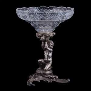 Faberge silver and cut-glass vase with cupid — image 2