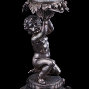 Faberge silver and cut-glass vase with cupid — image 3
