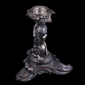 Faberge silver and cut-glass vase with cupid — image 5