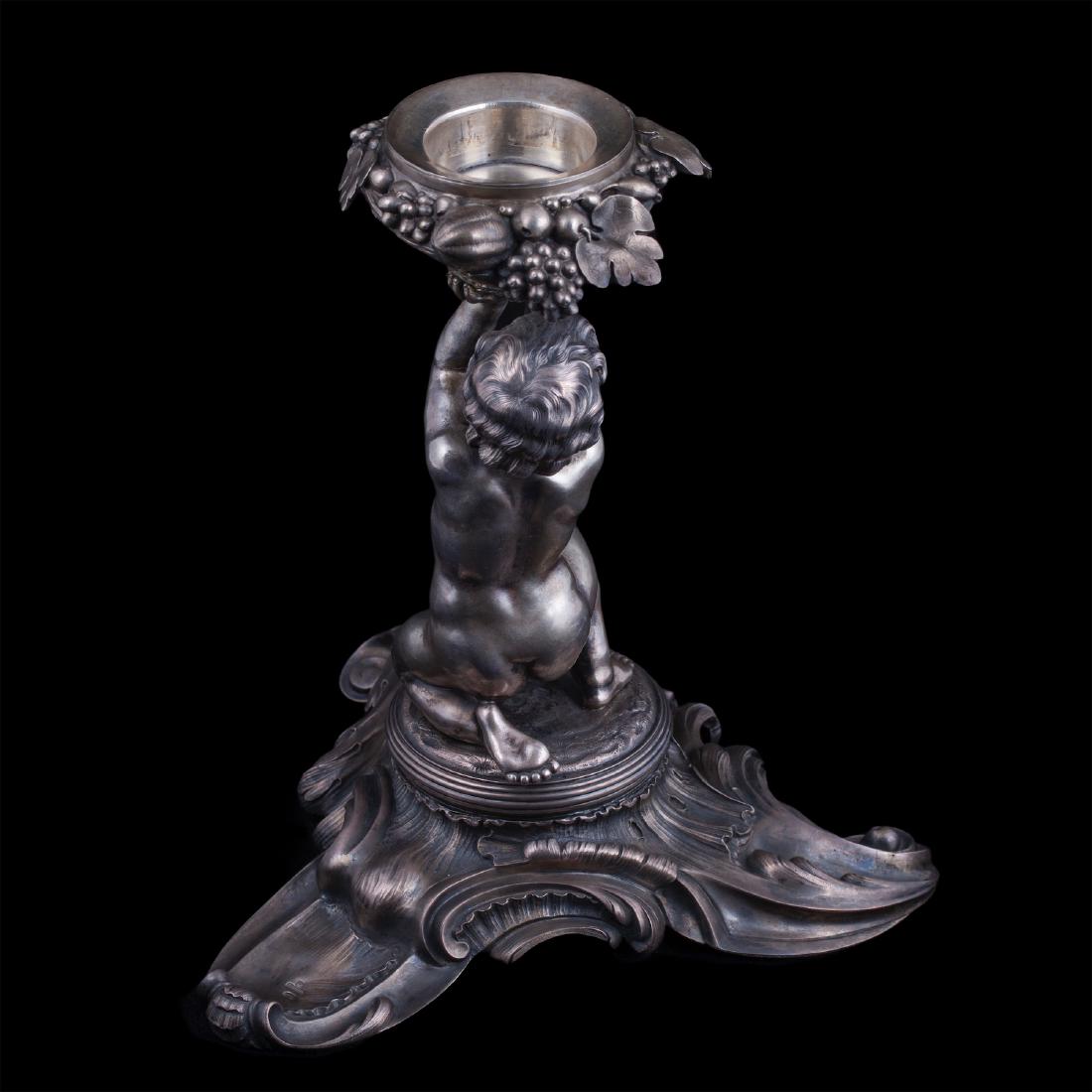 Faberge silver and cut-glass vase with cupid — image 5