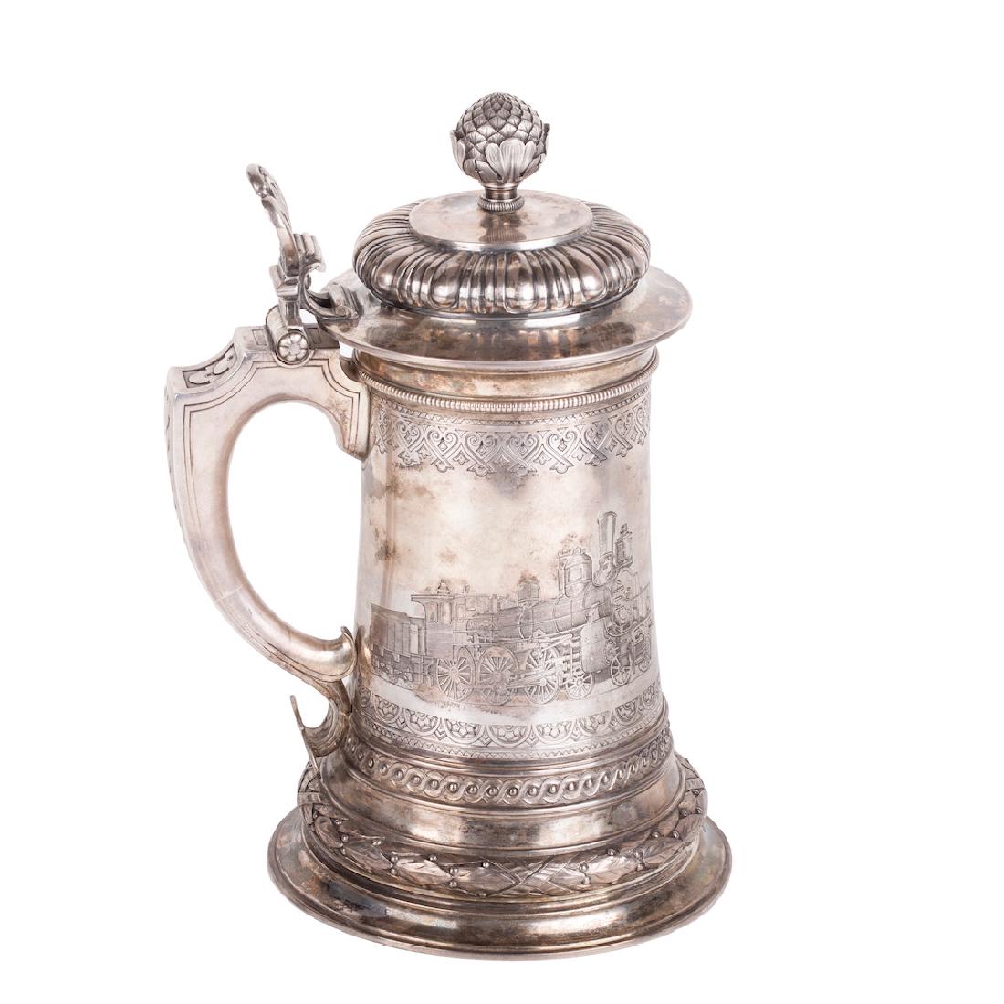 Faberge silver-gilt tankard with engraved — image 1