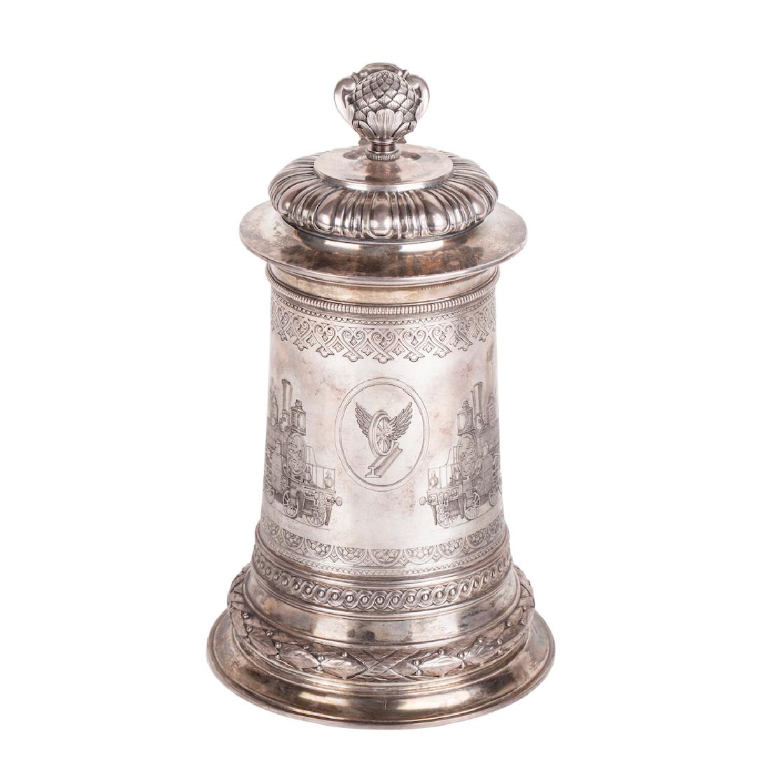 Faberge silver-gilt tankard with engraved — image 2