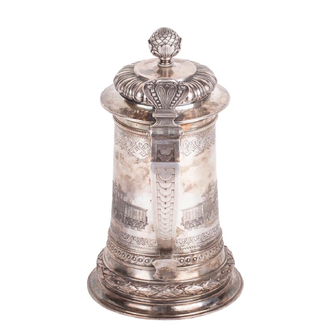 Faberge silver-gilt tankard with engraved — image 4