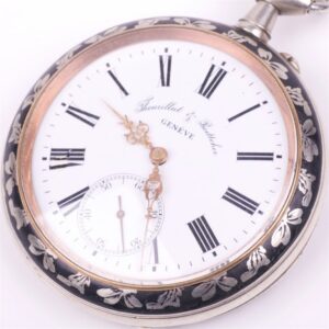 Metal pocket watch with hunt scene — image 2