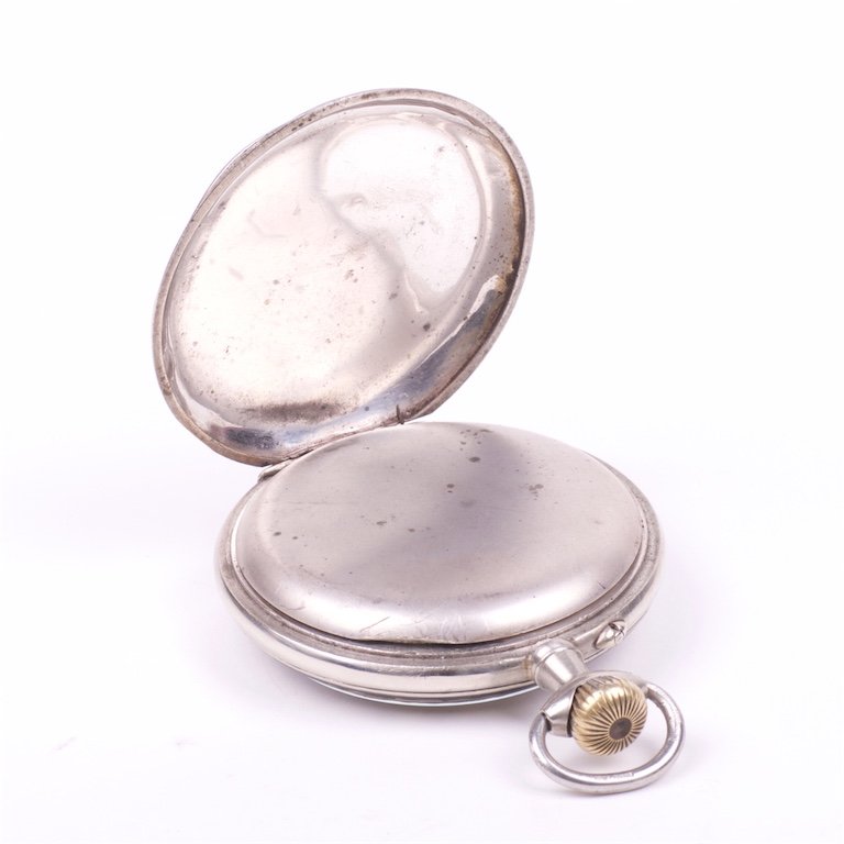 Metal pocket watch with hunt scene — image 5