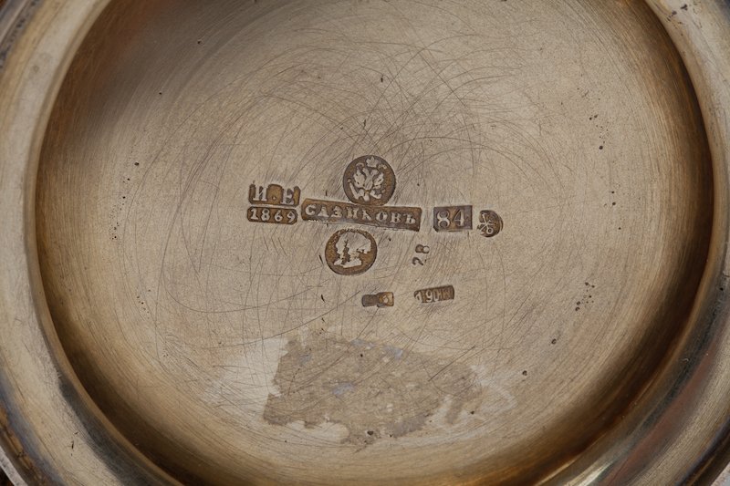 Russian glass holder. Sazikov workshop. — image 4
