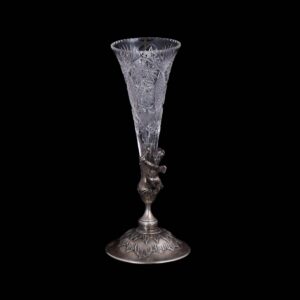 Silver and cut-glass vase with cupid by K. Linke — image 1
