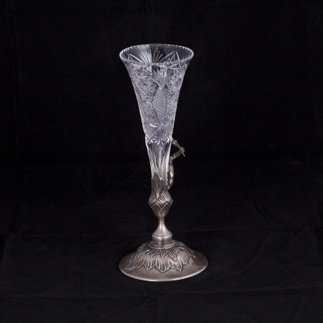 Silver and cut-glass vase with cupid by K. Linke — image 2