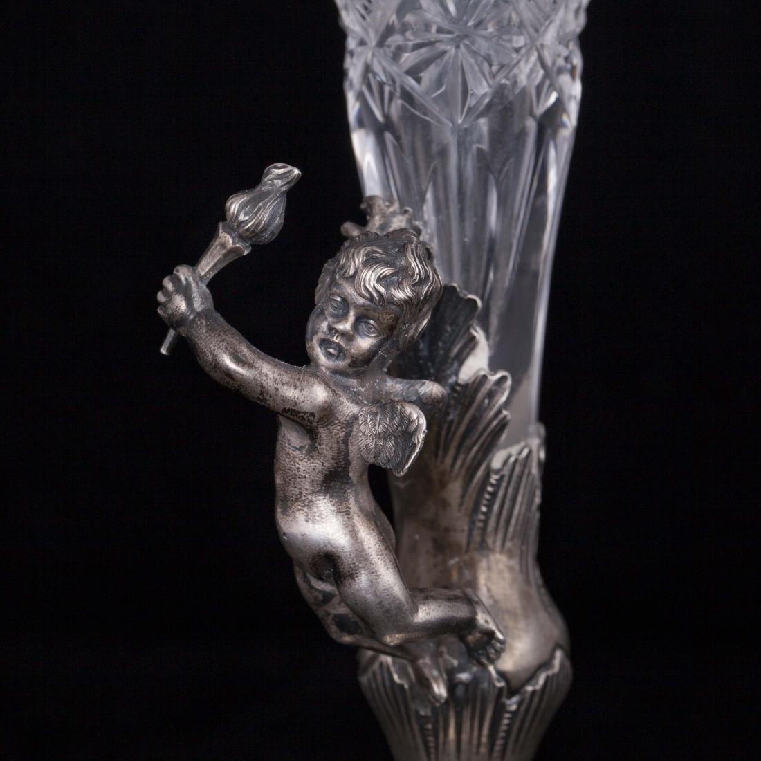 Silver and cut-glass vase with cupid by K. Linke — image 3