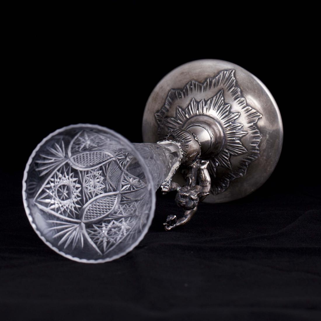 Silver and cut-glass vase with cupid by K. Linke — image 6