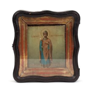 Russian icon of Saint prince Viacheslav in kiot. End of — image 1