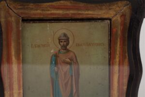 Russian icon of Saint prince Viacheslav in kiot. End of — image 2