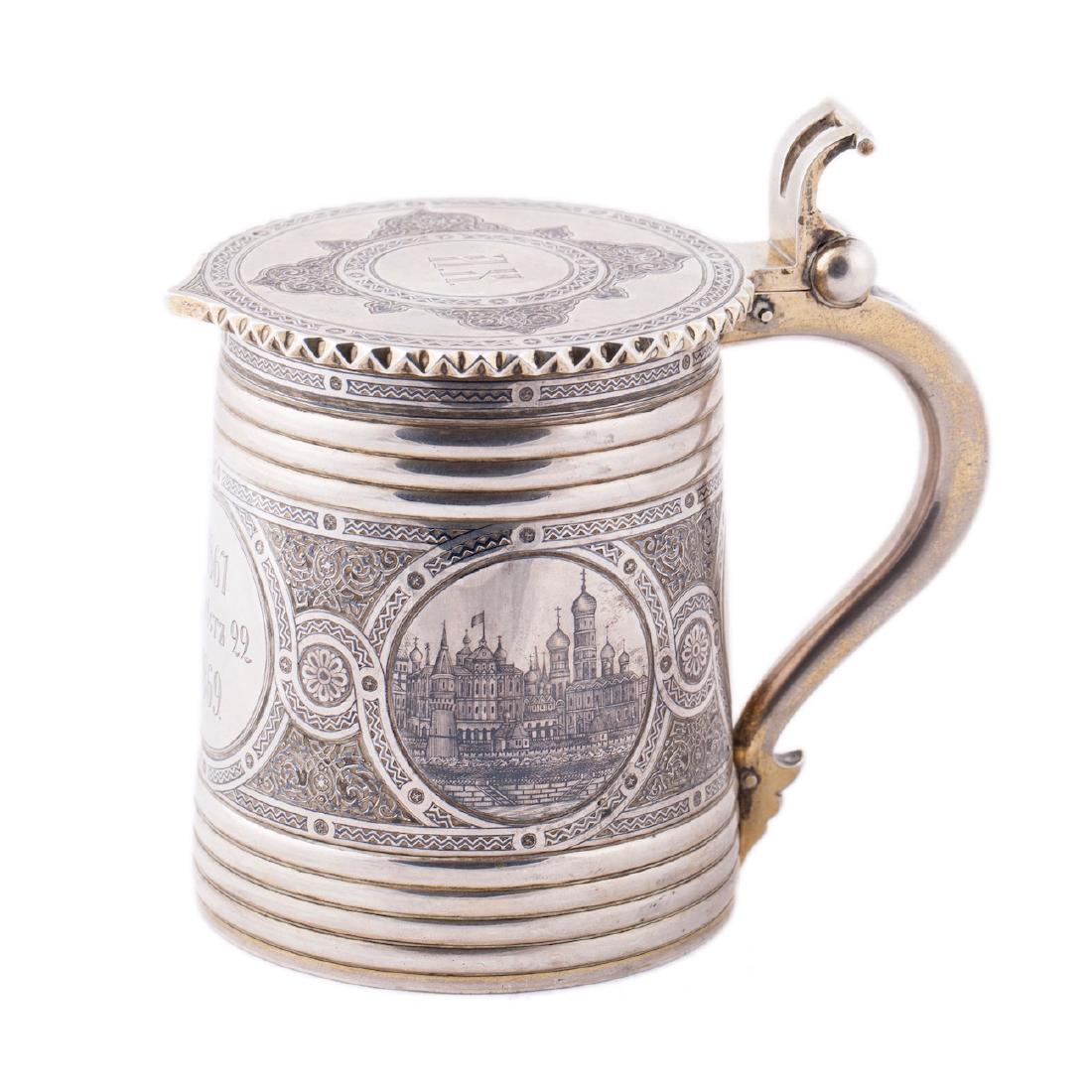 Russian silver-gilt and niello tankard with Moscow — image 5