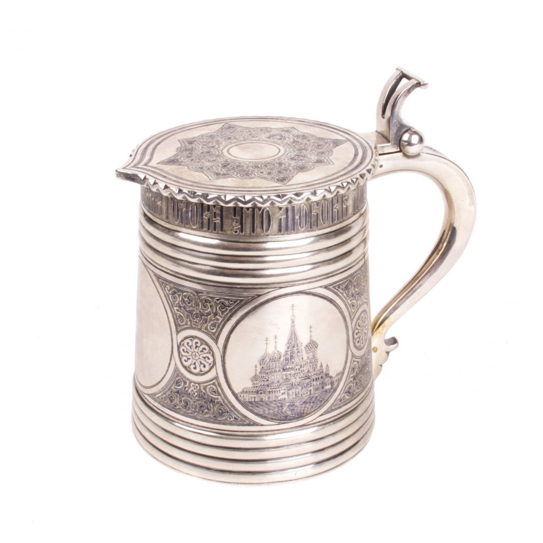 Russian silver-gilt tankard with Moscow Kremlin view — image 1