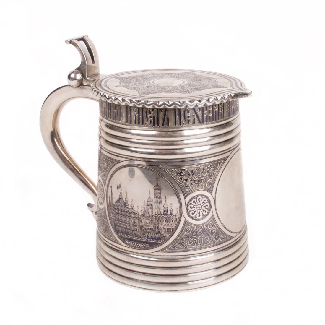Russian silver-gilt tankard with Moscow Kremlin view — image 2