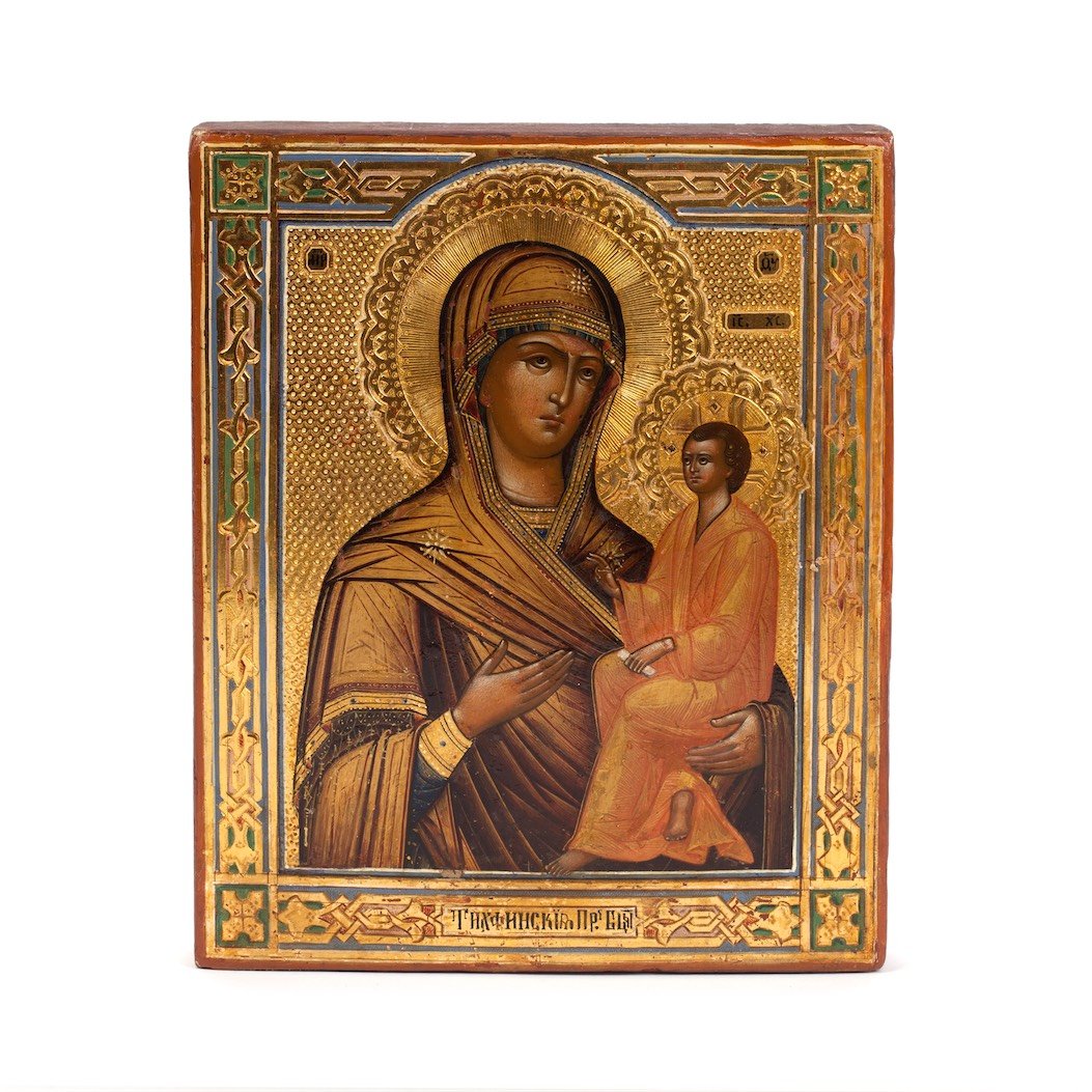 Russian icon of Mother of God of Tikhvin. End of the — image 1