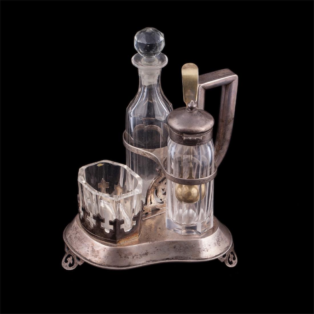 Russian silver-gilt and glass spices stand — image 1