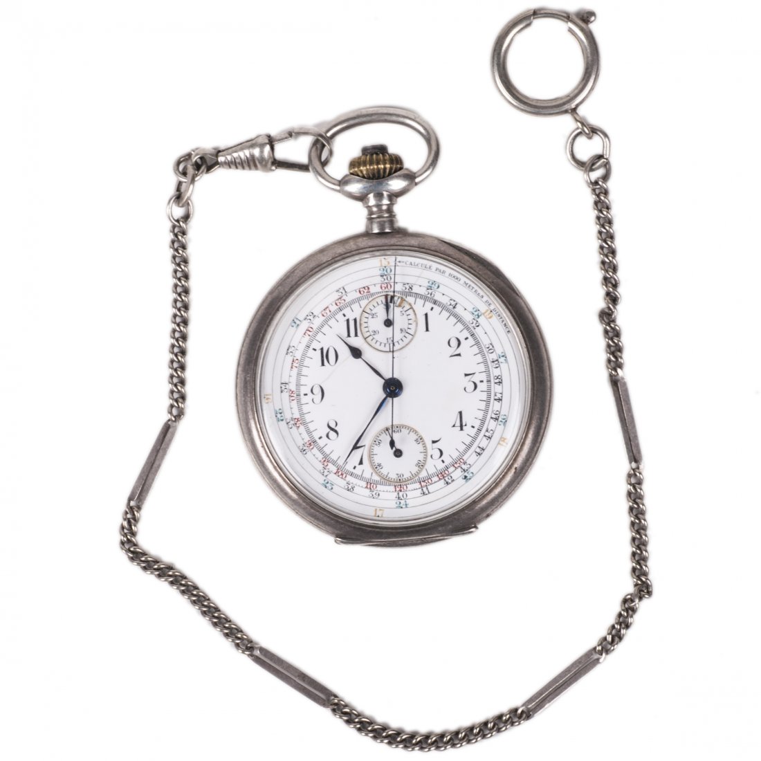 Silver chronograph pocket watch "Zenith" — image 1