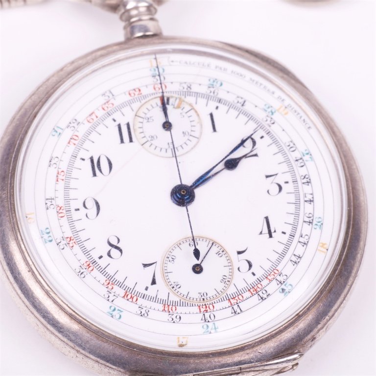 Silver chronograph pocket watch "Zenith" — image 2