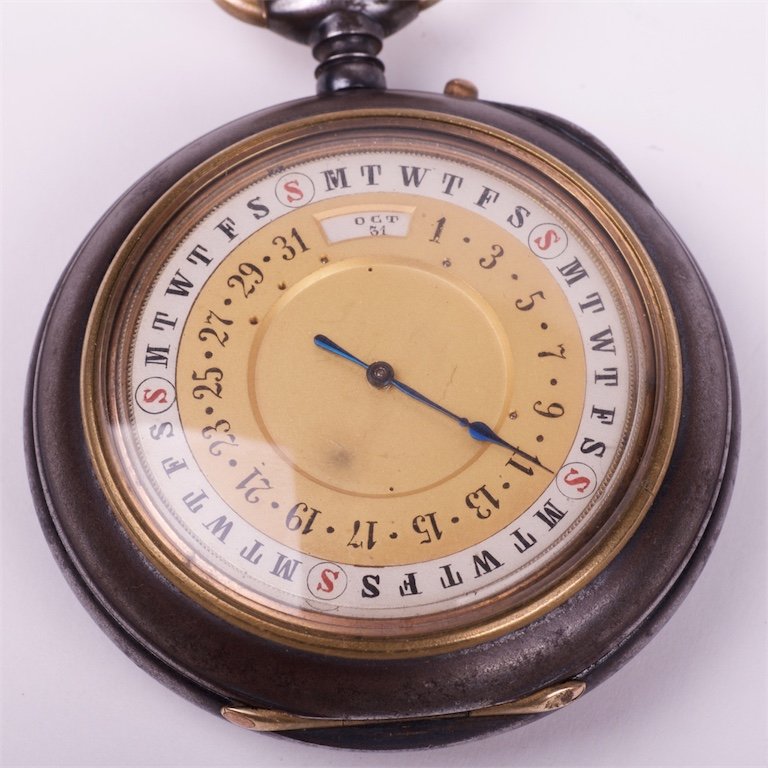 German gun metal pocket watch with moon phase calendar — image 5